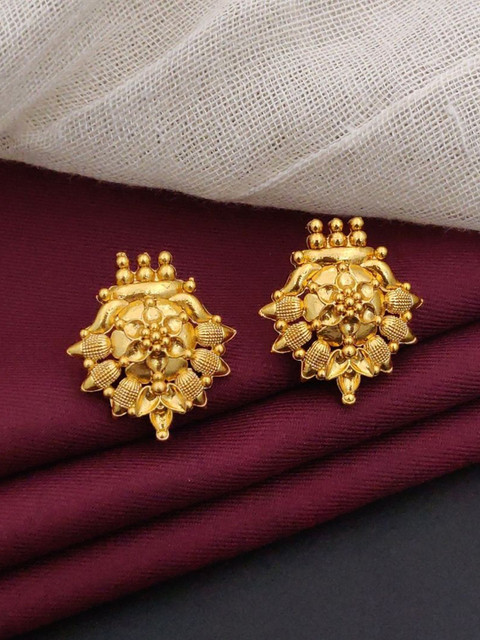 SOLIBELLE Set Of 2 Gold-Plated Contemporary Shaped Studs - Image 4
