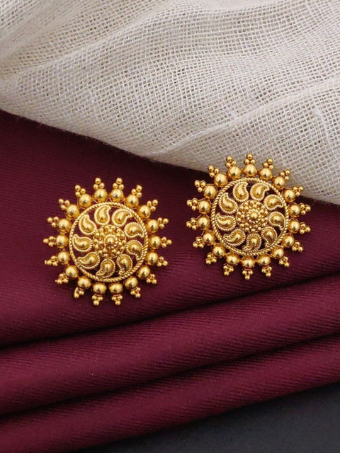 SOLIBELLE Set Of 2 Gold-Plated Contemporary Shaped Studs - Image 6