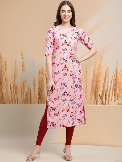 7Threads Selection of 5 Chevron Printed Round Neck Straight Kurtas - Image 2