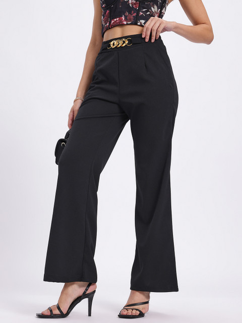 glitchez Women Chain Detail Wide Leg Trousers