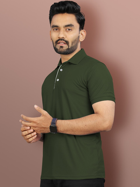 VeBNoR Men Solid Polo Collar Short Sleeves Slim Fit Casual T-shirt - Image 4