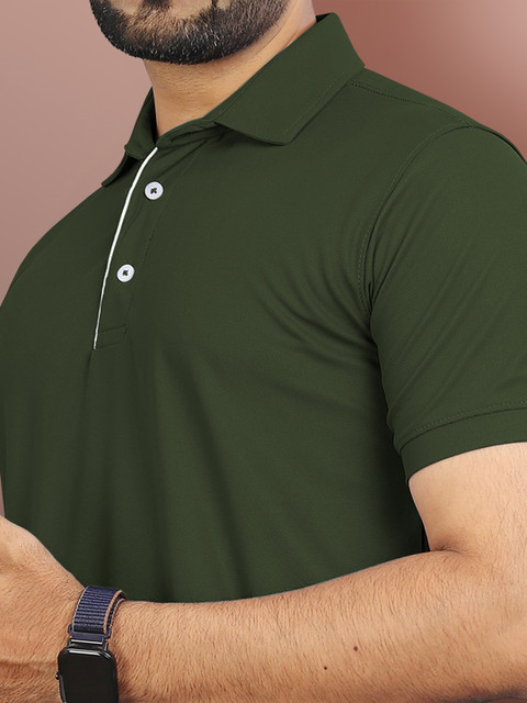 VeBNoR Men Solid Polo Collar Short Sleeves Slim Fit Casual T-shirt - Image 7