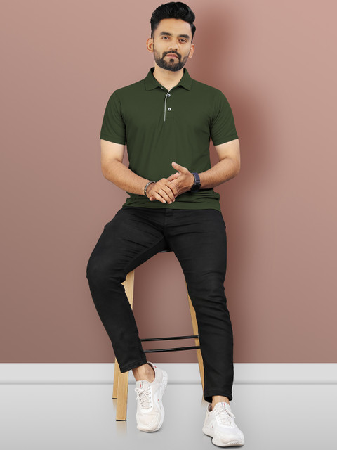 VeBNoR Men Solid Polo Collar Short Sleeves Slim Fit Casual T-shirt - Image 6