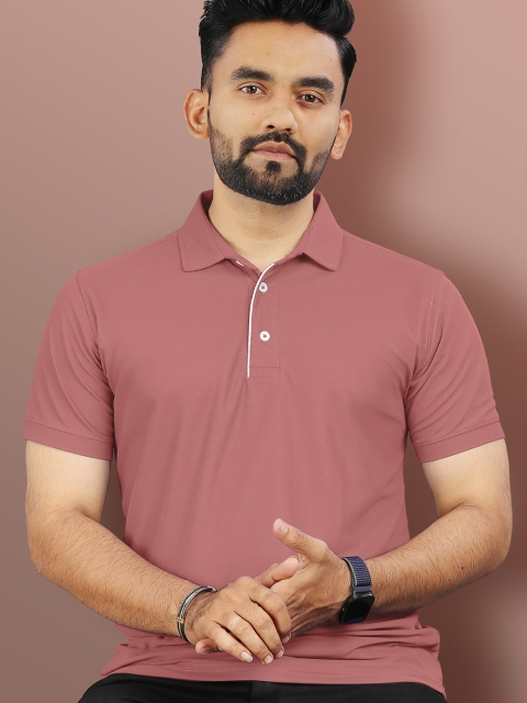 VeBNoR Men Solid Polo Collar Short Sleeves Slim Fit Casual T-shirt
