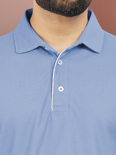 VeBNoR Men Solid Polo Collar Short Sleeves Slim Fit Casual T-shirt - Image 2