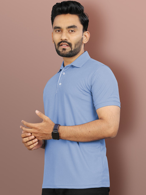 VeBNoR Men Solid Polo Collar Short Sleeves Slim Fit Casual T-shirt - Image 4