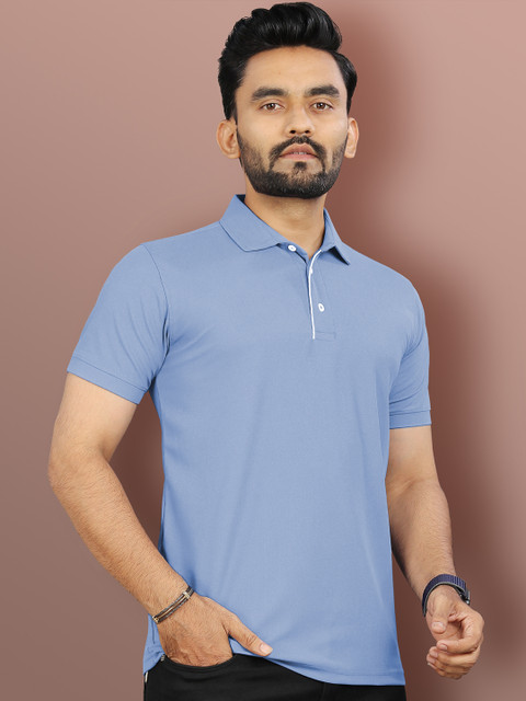 VeBNoR Men Solid Polo Collar Short Sleeves Slim Fit Casual T-shirt - Image 3