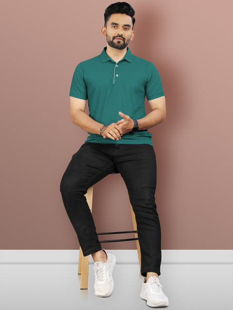 VeBNoR Men Solid Polo Collar Short Sleeves Slim Fit Casual T-shirt - Image 6