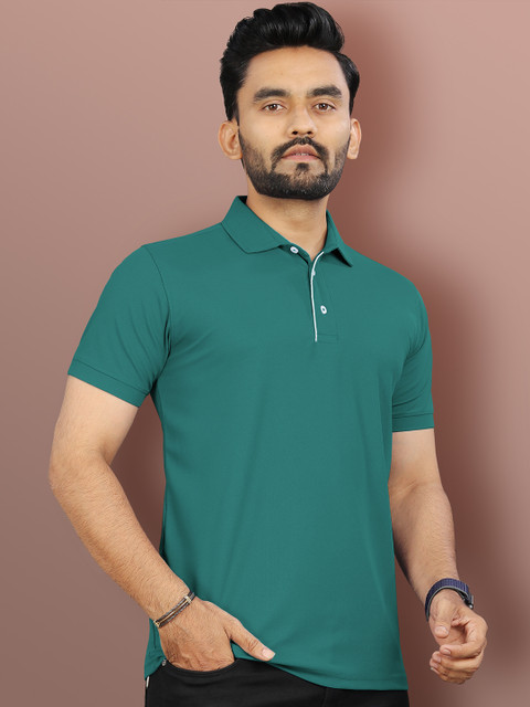 VeBNoR Men Solid Polo Collar Short Sleeves Slim Fit Casual T-shirt - Image 3