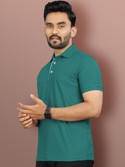 VeBNoR Men Solid Polo Collar Short Sleeves Slim Fit Casual T-shirt - Image 4