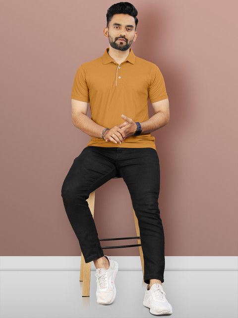 VeBNoR Men Solid Polo Collar Short Sleeves Slim Fit Casual T-shirt - Image 6