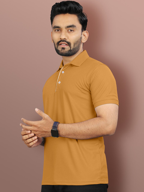 VeBNoR Men Solid Polo Collar Short Sleeves Slim Fit Casual T-shirt - Image 4