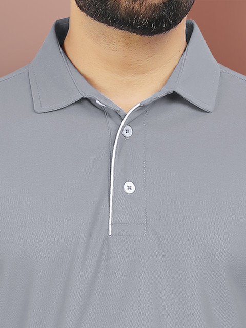 VeBNoR Men Solid Polo Collar Short Sleeves Slim Fit Casual T-shirt - Image 2