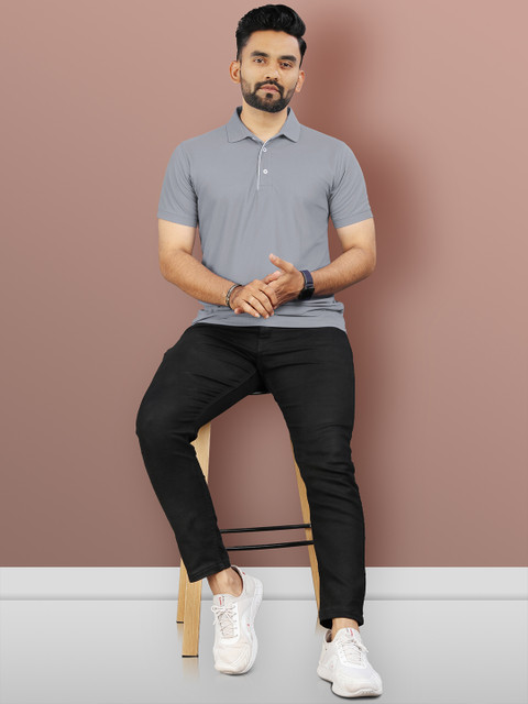 VeBNoR Men Solid Polo Collar Short Sleeves Slim Fit Casual T-shirt - Image 6