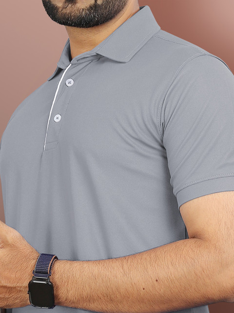 VeBNoR Men Solid Polo Collar Short Sleeves Slim Fit Casual T-shirt - Image 7