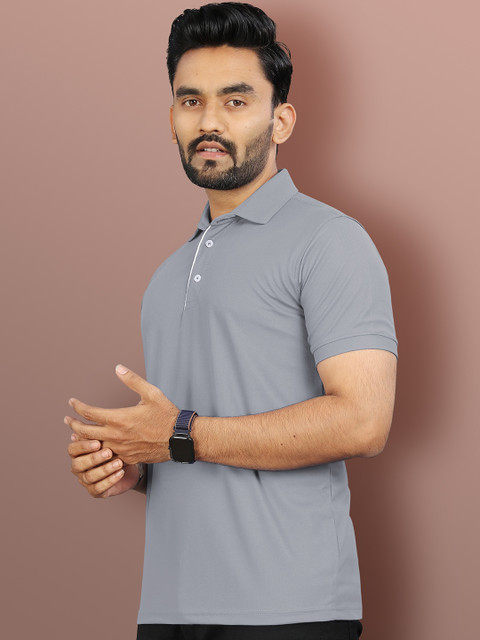 VeBNoR Men Solid Polo Collar Short Sleeves Slim Fit Casual T-shirt - Image 4