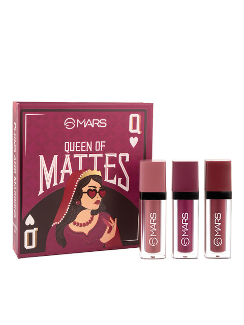 MARS Set Of 3 Queen of Mattes Long Lasting Liquid Lipstick 13.5ml - Plums & Maroons