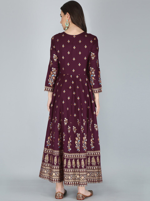 AJ ART Ethnic motifs Printed Empire Tie-Up Neck Anarkali Kurta - Image 5