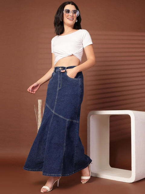 plusS Women Denim Mermaid Flared Maxi Skirts - Image 6