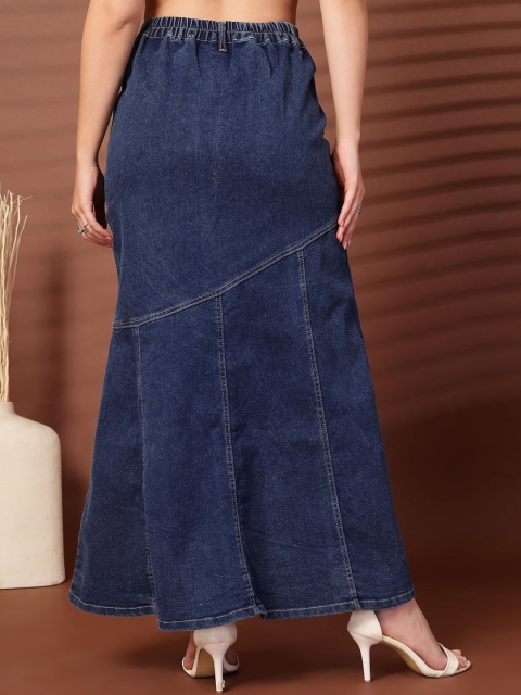 plusS Women Denim Mermaid Flared Maxi Skirts - Image 4