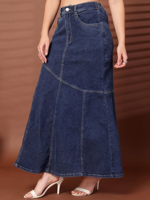 plusS Women Denim Mermaid Flared Maxi Skirts - Image 3