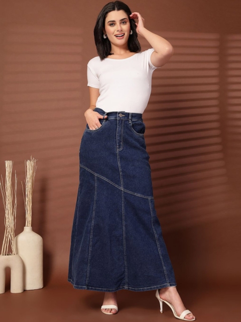 plusS Women Denim Mermaid Flared Maxi Skirts - Image 5