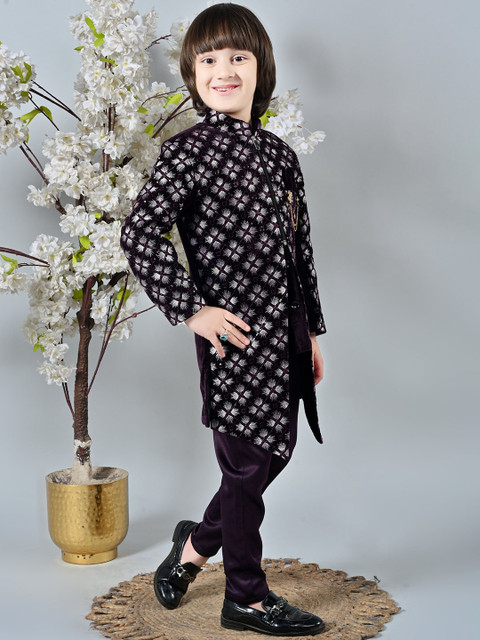 ahhaaaa Boys Embroidered Sherwani Set - Image 3