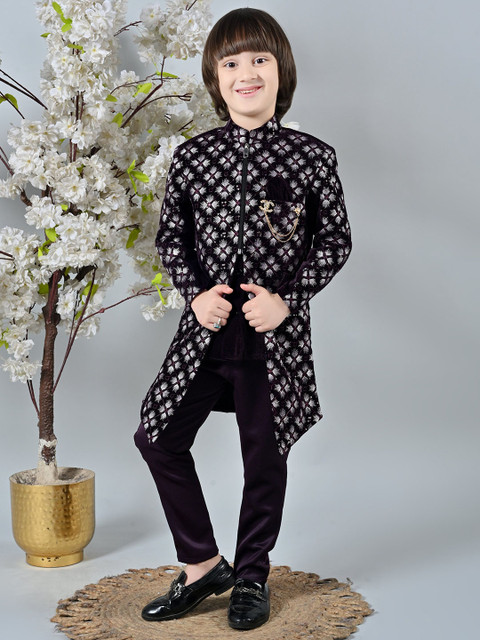 ahhaaaa Boys Embroidered Sherwani Set - Image 7