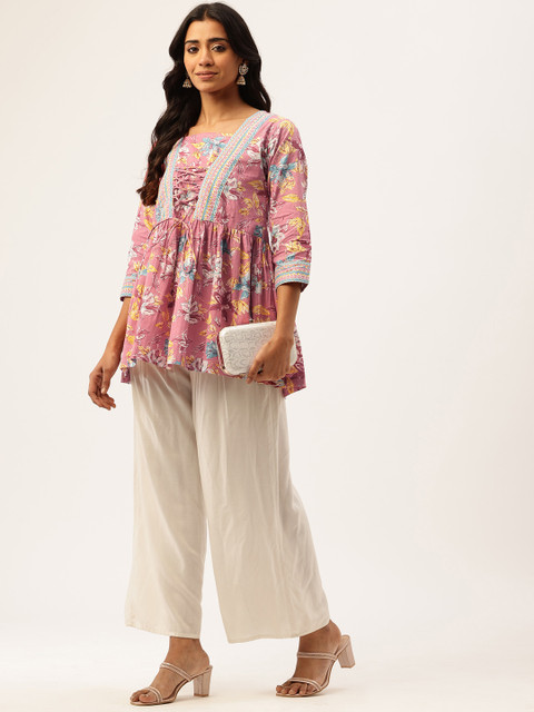 FERANOID Floral Printed Pure Cotton Peplum Top - Image 5