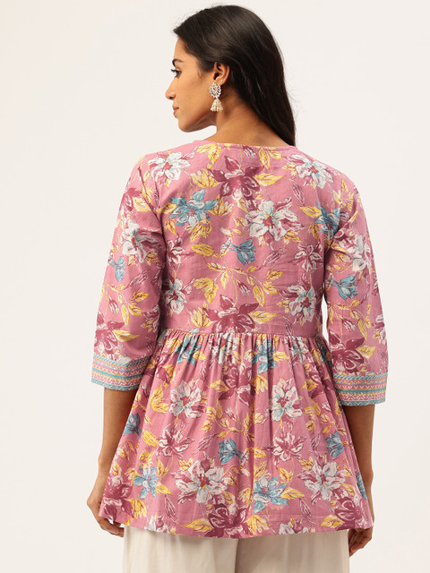 FERANOID Floral Printed Pure Cotton Peplum Top - Image 4