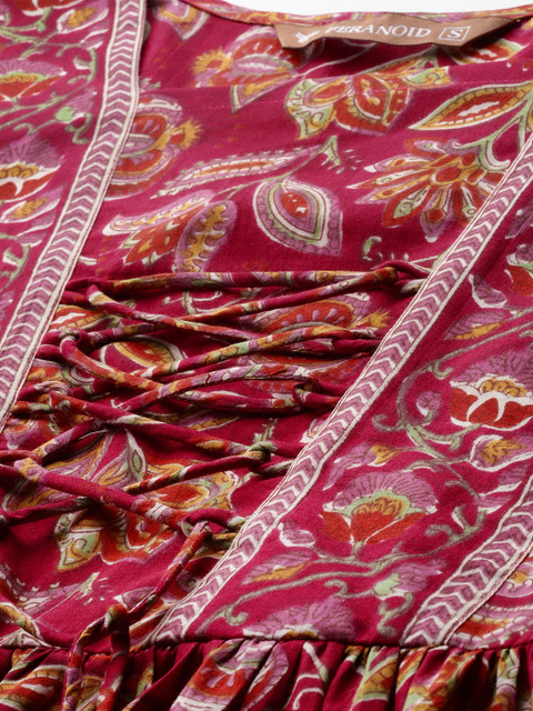 FERANOID Floral Printed Pure Cotton Peplum Top - Image 2