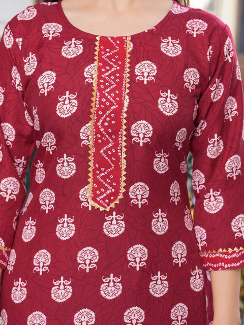 HETVI CREATION floral Printed Round Neck Straight Kurta With Trouser - Image 2