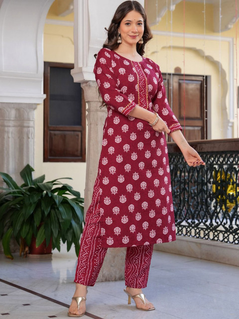 HETVI CREATION floral Printed Round Neck Straight Kurta With Trouser - Image 7
