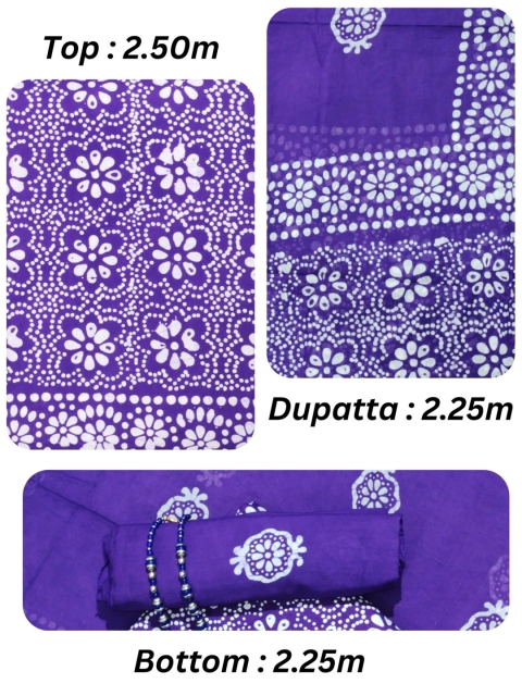 Farooq Floral Printed Batik Pure Cotton Unstitched Dress Material - Image 4