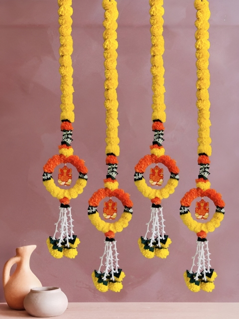 TORNORY 4-Pcs Yellow & Red Floral Wall Hanging Garlands - Image 3