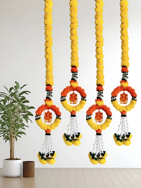 TORNORY 4-Pcs Yellow & Red Floral Wall Hanging Garlands - Image 2