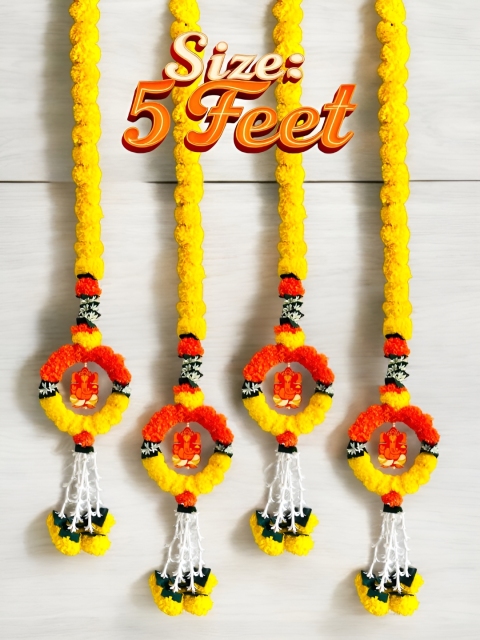 TORNORY 4-Pcs Yellow & Red Floral Wall Hanging Garlands - Image 5