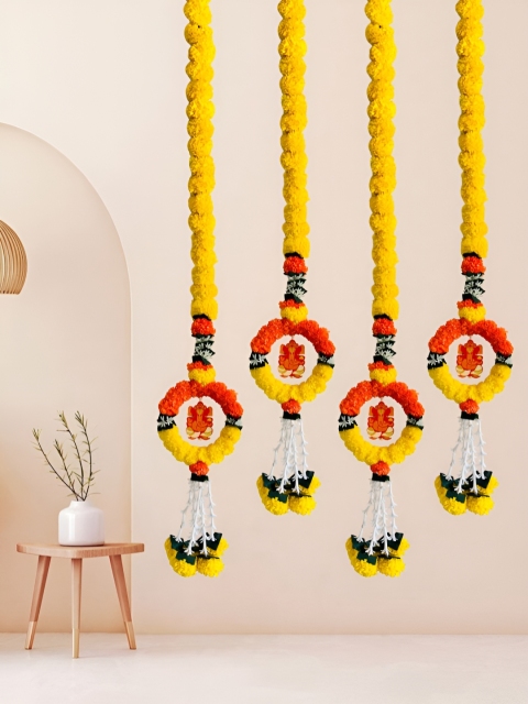 TORNORY 4-Pcs Yellow & Red Floral Wall Hanging Garlands - Image 4