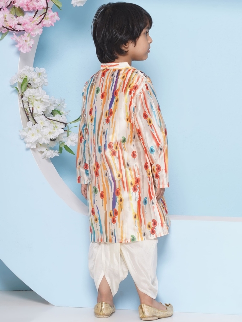 Sethukrishna Boys Abstract Printed Band Collar Straight Kurta - Image 5