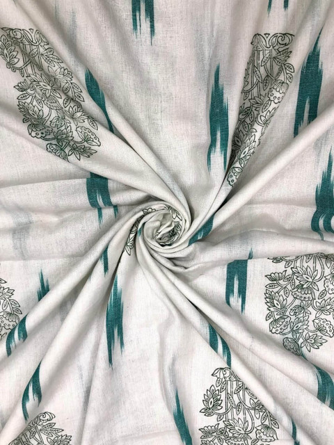 PALASH Floral Ikat Printed Pure Cotton Unstitched Dress Material
