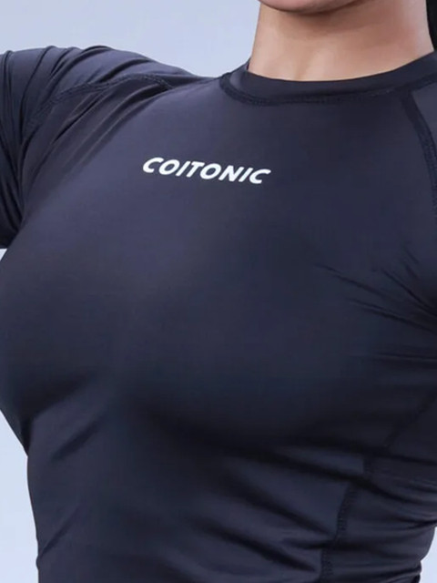 Coitonic Women Typography Printed Round Neck Slim Fit T-shirt - Image 2