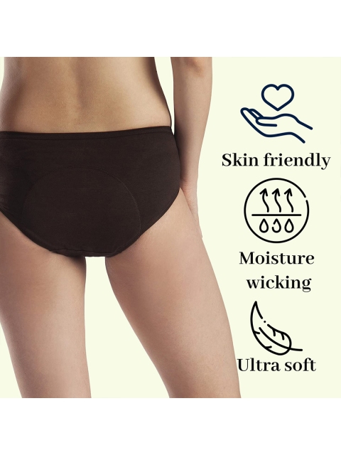 LAVOS Mid-Rise Leak Proof & Cotton Reusable Period Briefs LAVOS1005BROWN-S - Image 7