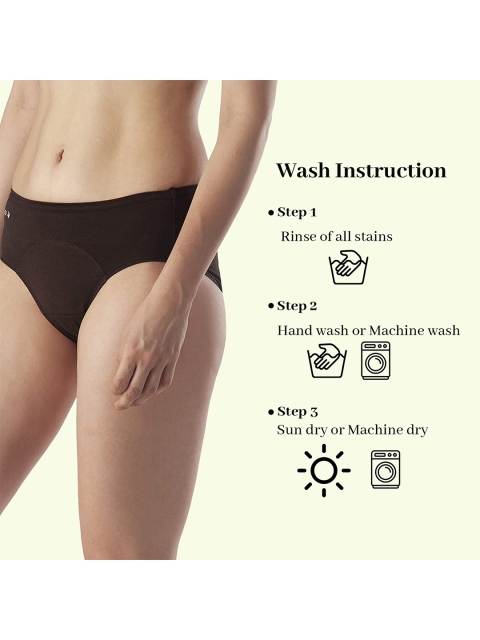 LAVOS Mid-Rise Leak Proof & Cotton Reusable Period Briefs LAVOS1005BROWN-S - Image 5