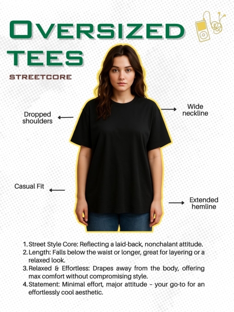 glitchez Typography Printed Oversized T-shirt - Image 5