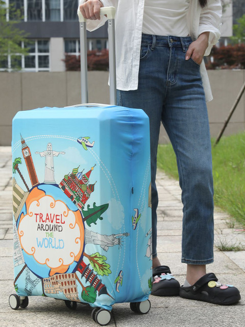 HOKIPO Blue Printed Scratch Resistant Bag Cover