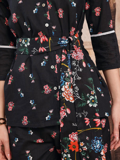 Sangria Floral Print Belted Co-Ords - Image 8
