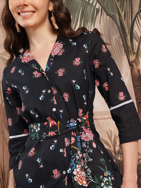Sangria Floral Print Belted Co-Ords - Image 2