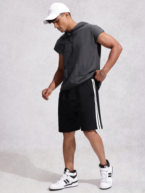 WROGN Men Side Striped Loose Fit Pure Cotton Shorts - Image 5