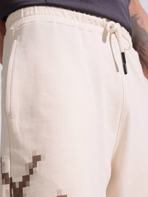 WROGN Men Brand Logo Printed Pure Cotton Loose Fit Shorts - Image 6