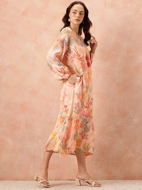 all about you Floral Printed Puff Sleeve A-Line Midi Dress - Image 5